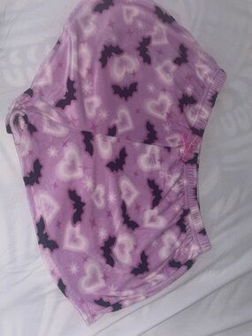 Bat & Heart Print Fleece Shorts
